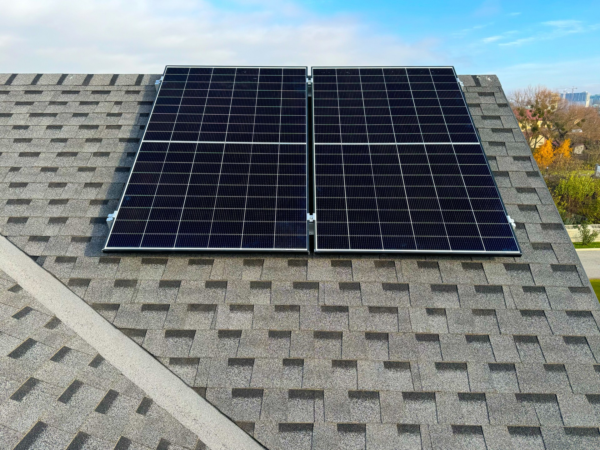 Home solar panels converting sunlight into electricity
